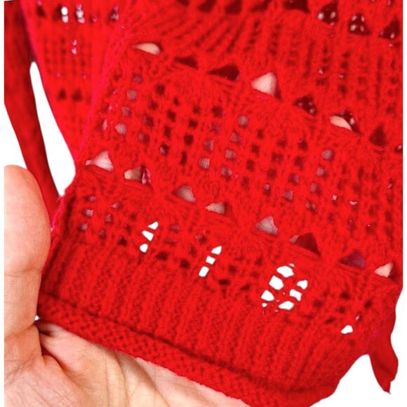 Aeropostale Red Crochet Longline Open-Knit Sweater Sz S/P -  Y2K Whimsigoth Boho - Picture 7 of 8